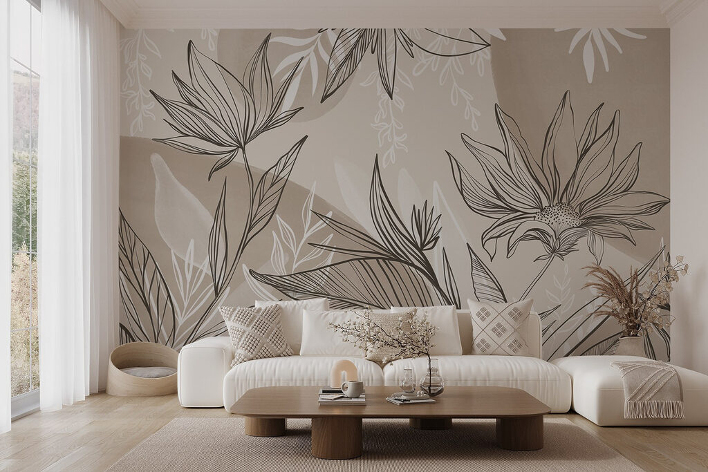 Delicate floral line art design