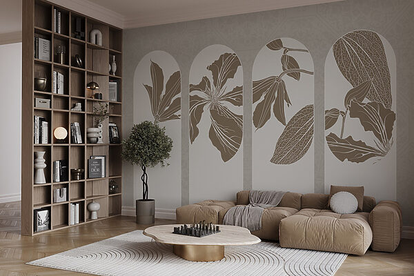 Group of white and brown floral designs