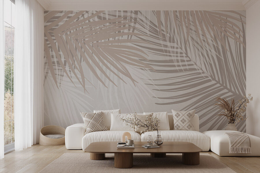 Suaves tonos de hojas de palmera se entrelazan.