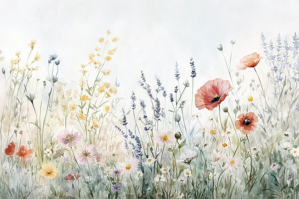 Pintura de flores en un campo Pintura de flores en un campo