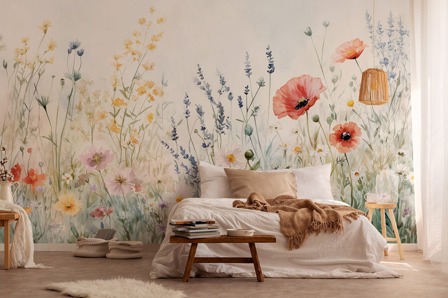 Pintura de flores en un campo Pintura de flores en un campo