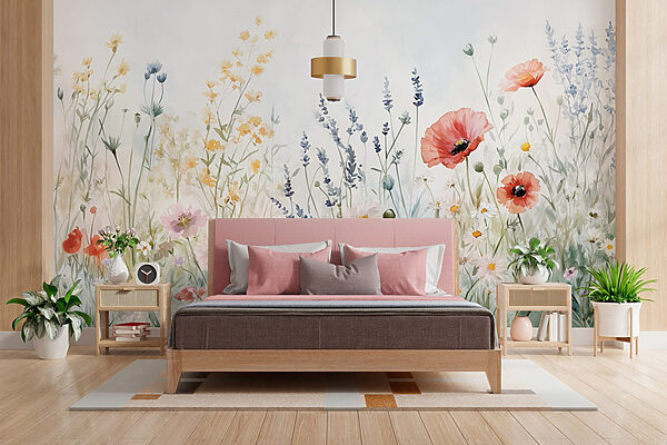 Pintura de flores en un campo Pintura de flores en un campo