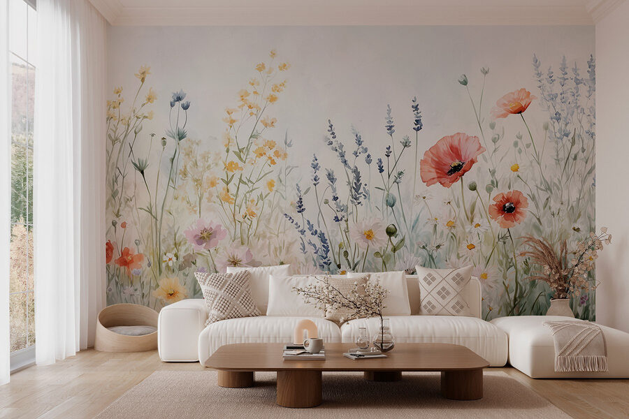 Pintura de flores en un campo Pintura de flores en un campo