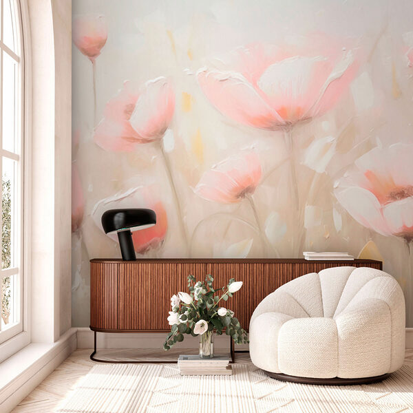 Fotomurales Fotomurales Pintura de flores rosas (SKU: w03306)