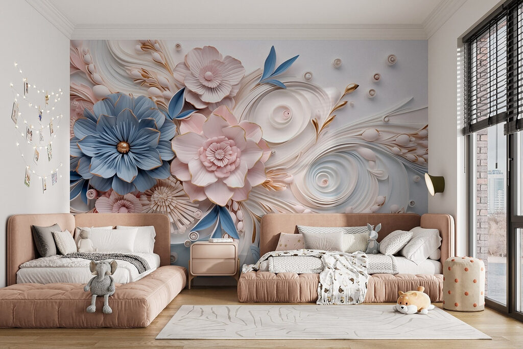 Paper flowers and leaves Paper flowers and leaves