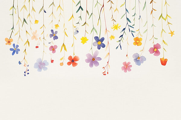 Acuarela de flores y hojas Acuarela de flores y hojas