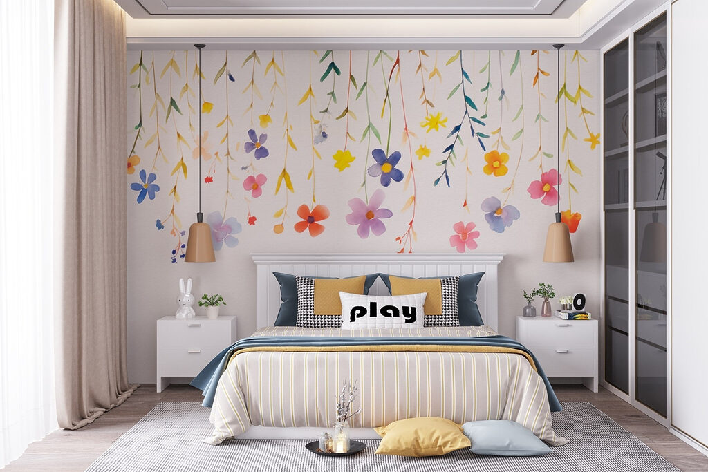 Watercolor painting of flowers and leaves Watercolor painting of flowers and leaves