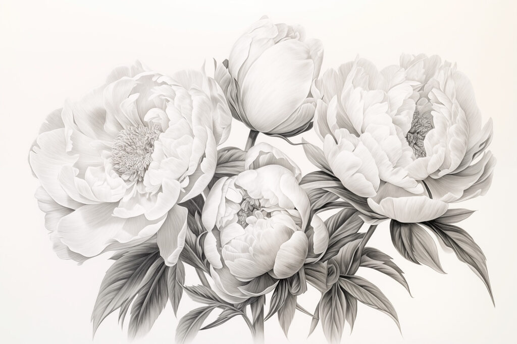 Dibujo de flores sobre fondo blanco Dibujo de flores sobre fondo blanco