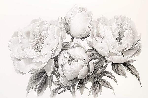 Dibujo de flores sobre fondo blanco Dibujo de flores sobre fondo blanco