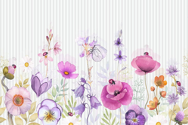 Coloridas flores y animados insectos Coloridas flores y animados insectos