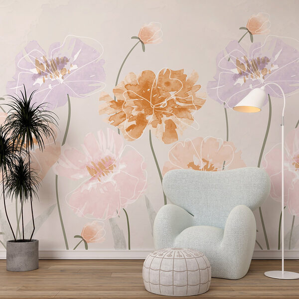 Fotomurales Fotomurales Grupo de flores con hojas (SKU: w03298)