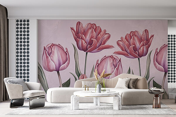 Fotomurales Fotomurales Grupo de flores rosas (SKU: w03329)