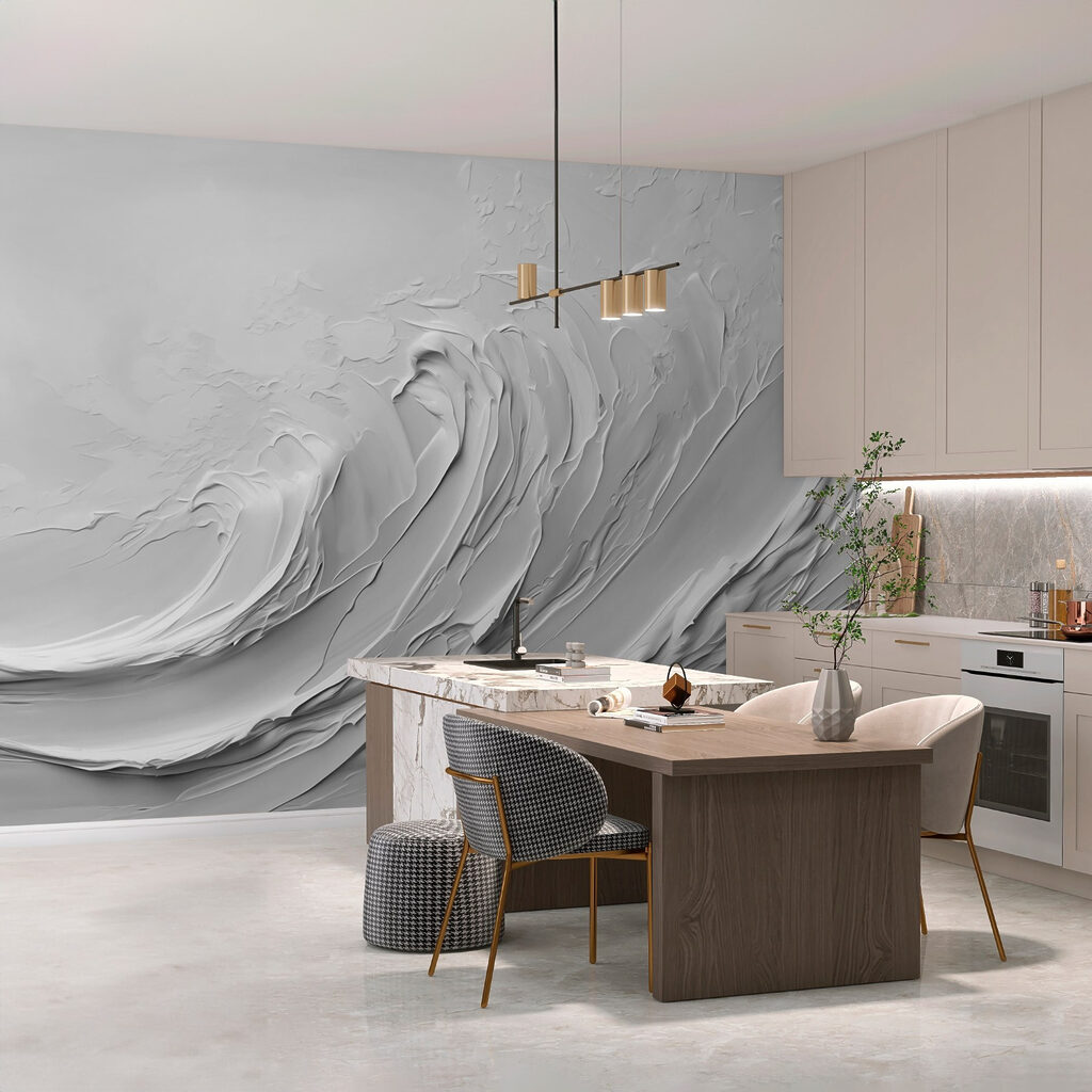 White wall with white waves