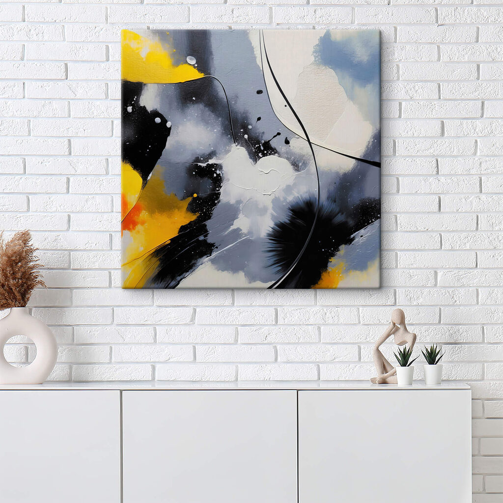 Painting of black yellow and white colors Painting of black yellow and white colors