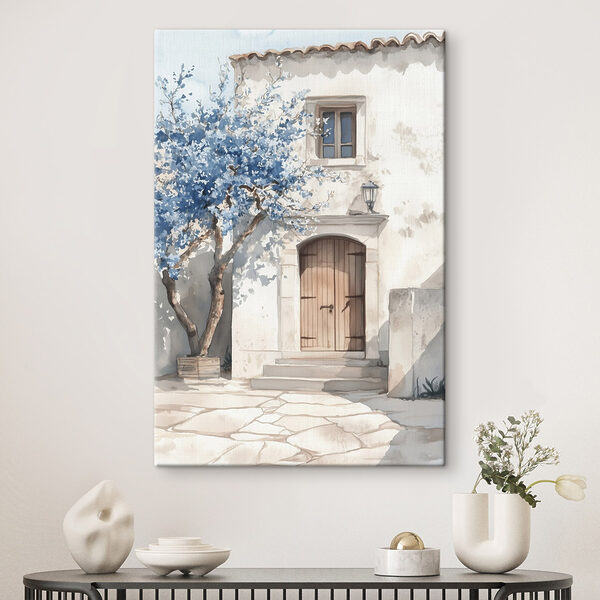 Cuadros Acuarela de una casa con un árbol y una puerta (SKU: s43178) Cuadros Cuadros Acuarela de una casa con un árbol y una puerta (SKU: s43178)