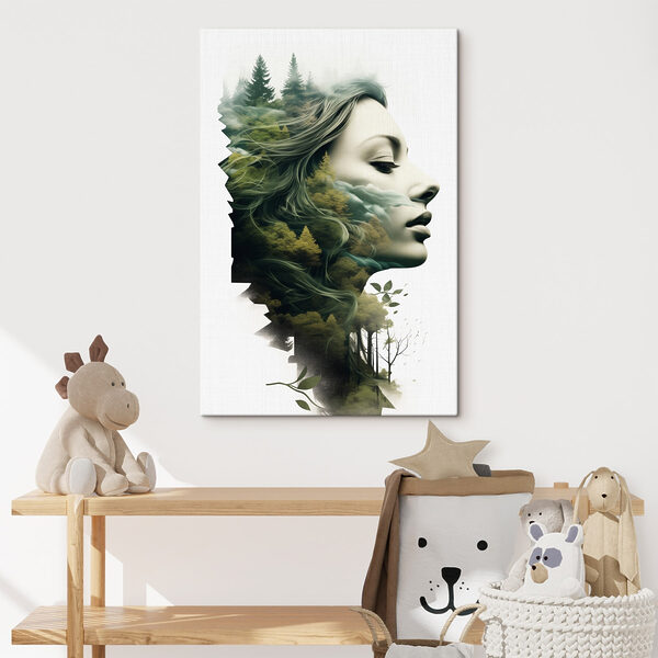 Woman's face with trees and clouds Woman's face with trees and clouds