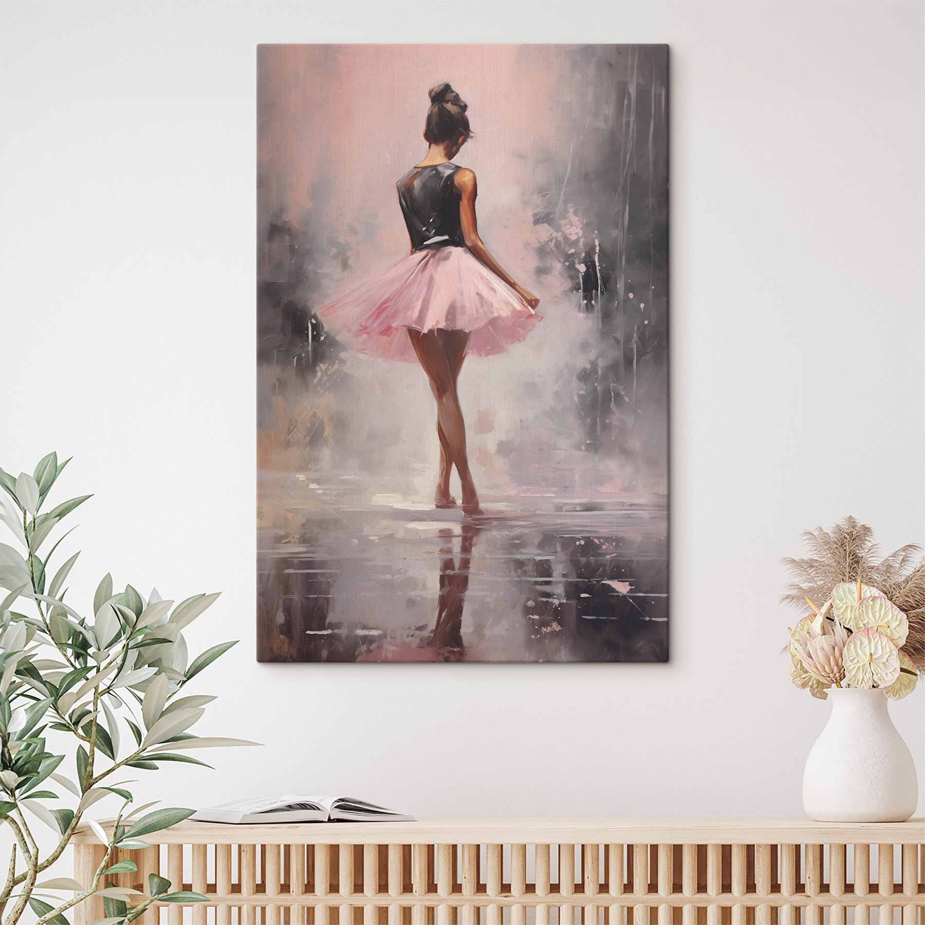 Painting of a woman in a pink tutu Painting of a woman in a pink tutu