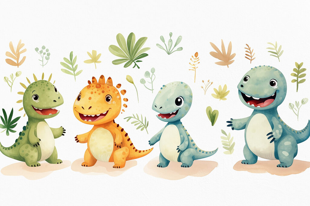 Grupo de dinosaurios de dibujos animados Grupo de dinosaurios de dibujos animados