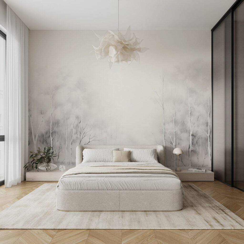 Group of trees in a snowy forest Group of trees in a snowy forest