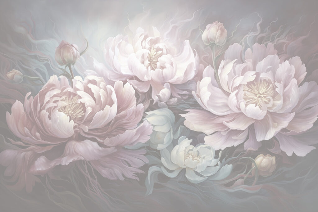 Pintura de flores sobre fondo gris Pintura de flores sobre fondo gris