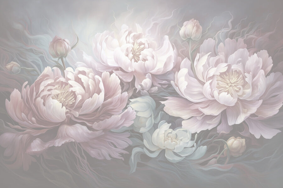 Pintura de flores sobre fondo gris Pintura de flores sobre fondo gris