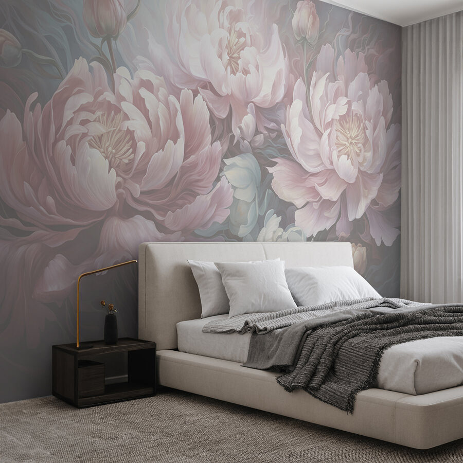 Pintura de flores sobre fondo gris Pintura de flores sobre fondo gris