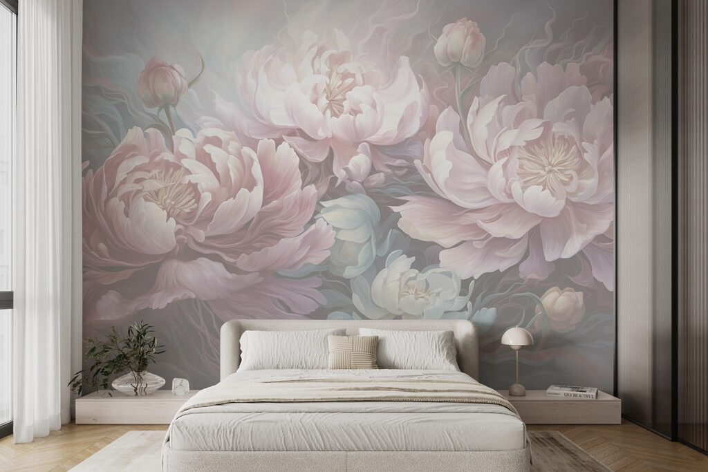 Painting of flowers on a gray background Painting of flowers on a gray background