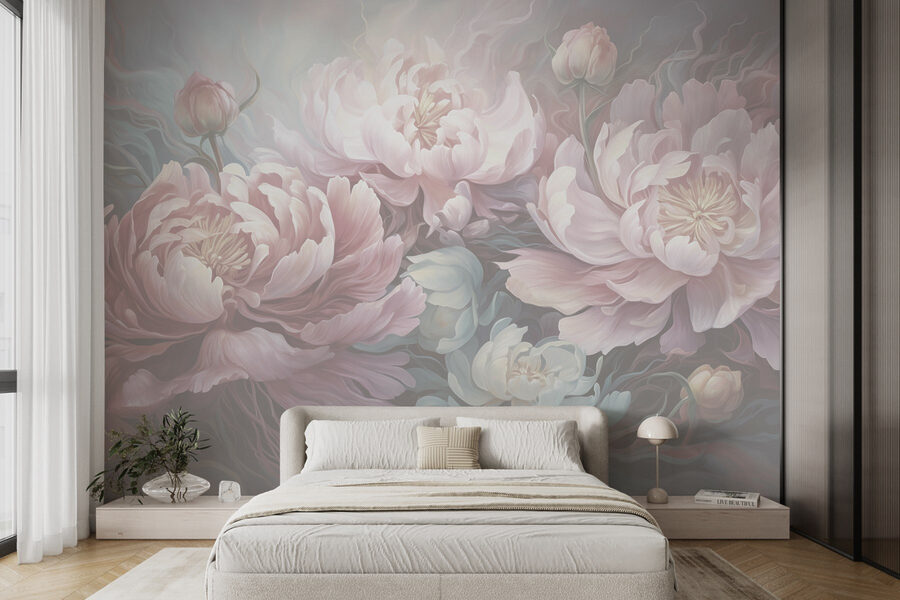 Pintura de flores sobre fondo gris Pintura de flores sobre fondo gris
