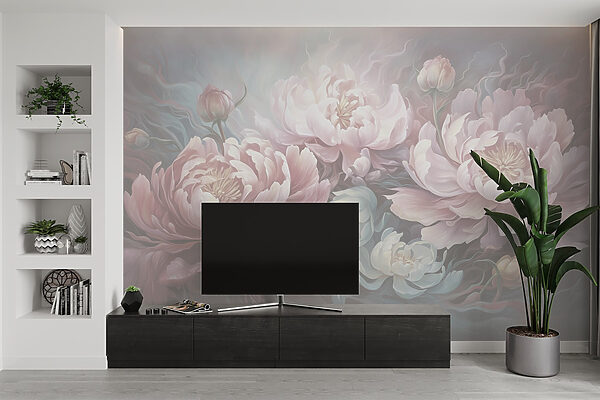 Pintura de flores sobre fondo gris Pintura de flores sobre fondo gris