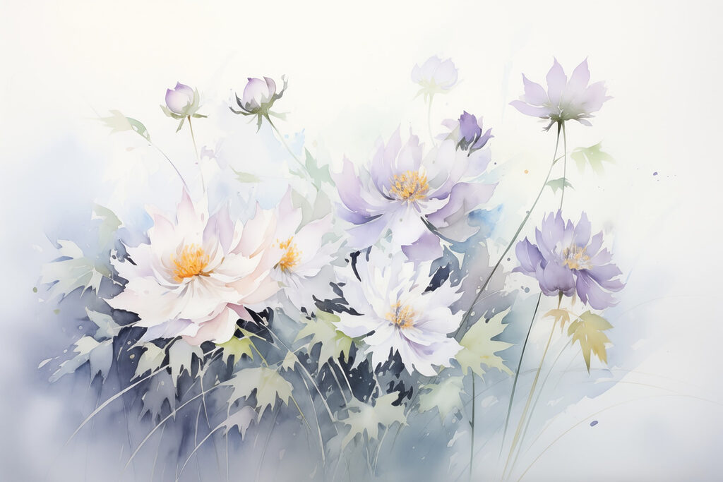 Pintura de flores sobre fondo blanco Pintura de flores sobre fondo blanco