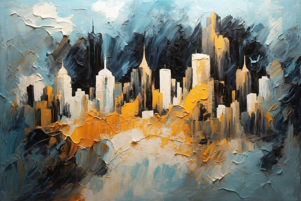 Painting of a city Painting of a city