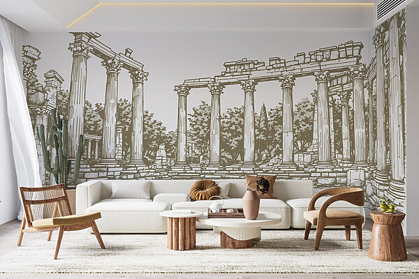 Dibujo de una estructura de piedra con columnas Dibujo de una estructura de piedra con columnas
