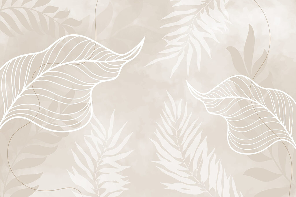 White leaves on a beige background
