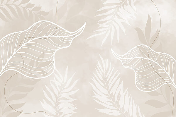 White leaves on a beige background