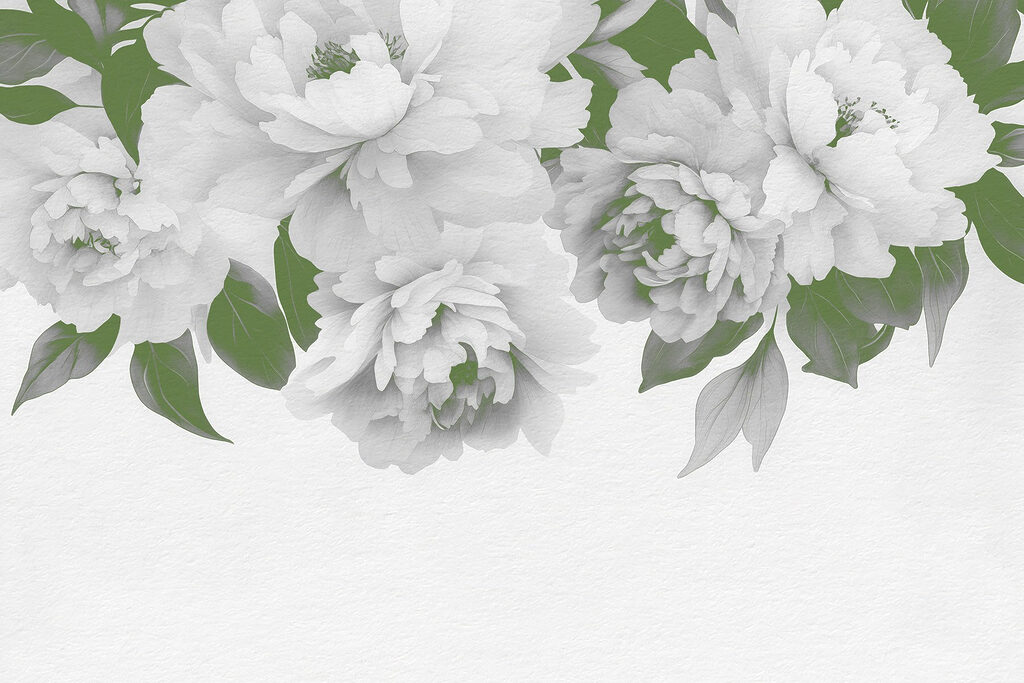 Grupo de flores blancas con hojas verdes Grupo de flores blancas con hojas verdes