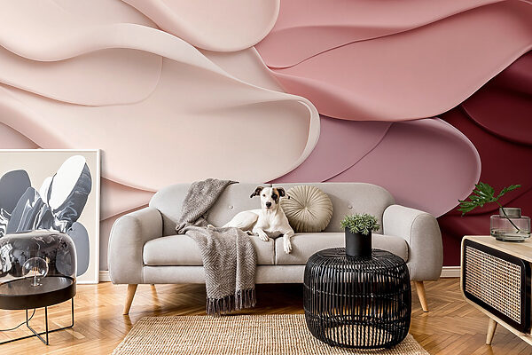 Fotomurales Fotomurales Grupo de tejido ondulado rosa y blanco (SKU: w08881)
