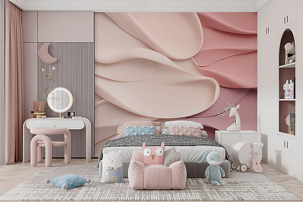 Group of pink and white wavy fabric