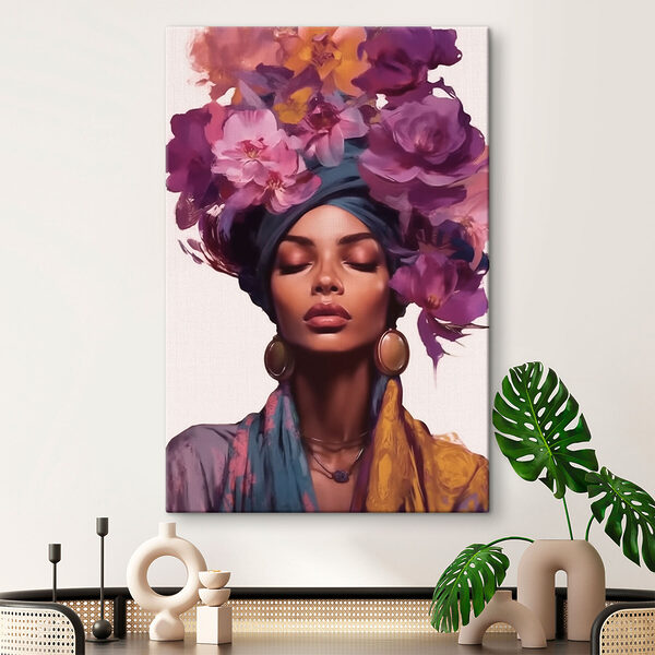 Woman with flowers on her head