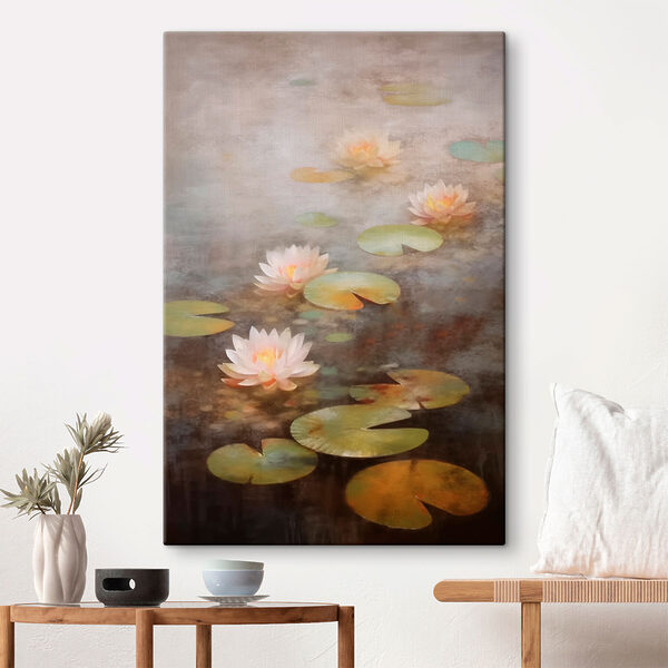 Water lily flowers and lily pads Water lily flowers and lily pads