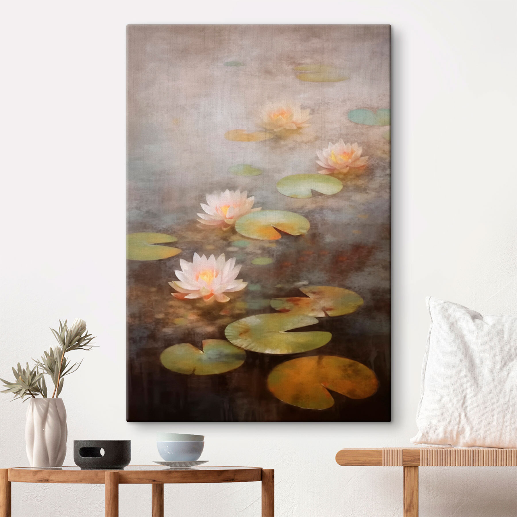 Water lily flowers and lily pads Water lily flowers and lily pads