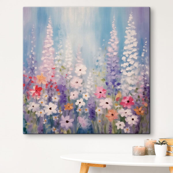 Cuadros Cuadro de flores sobre fondo azul