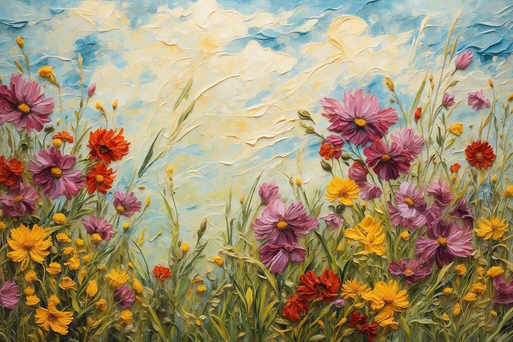 Painting of flowers and grass Painting of flowers and grass
