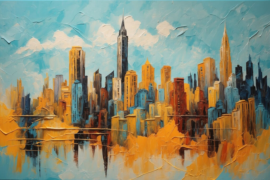 Painting of a city Painting of a city