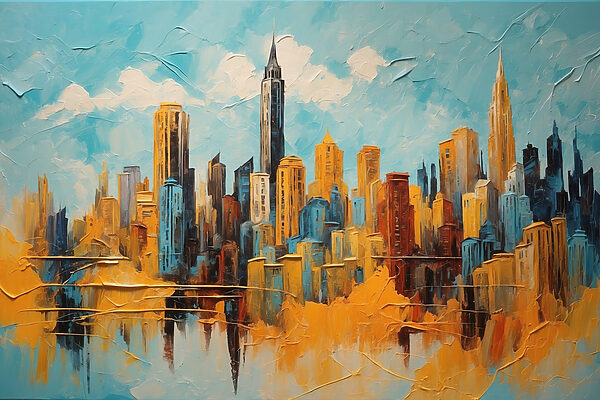 Painting of a city Painting of a city