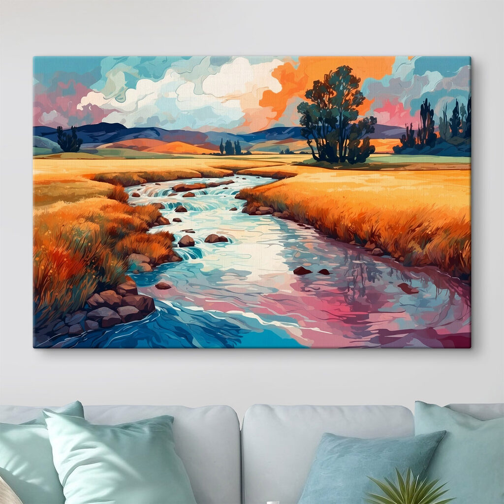 River running through a field River running through a field