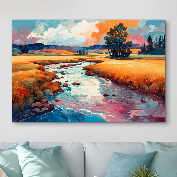 River running through a field River running through a field
