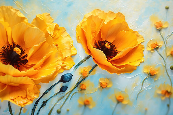 Vibrant blooms enhance serene backdrop