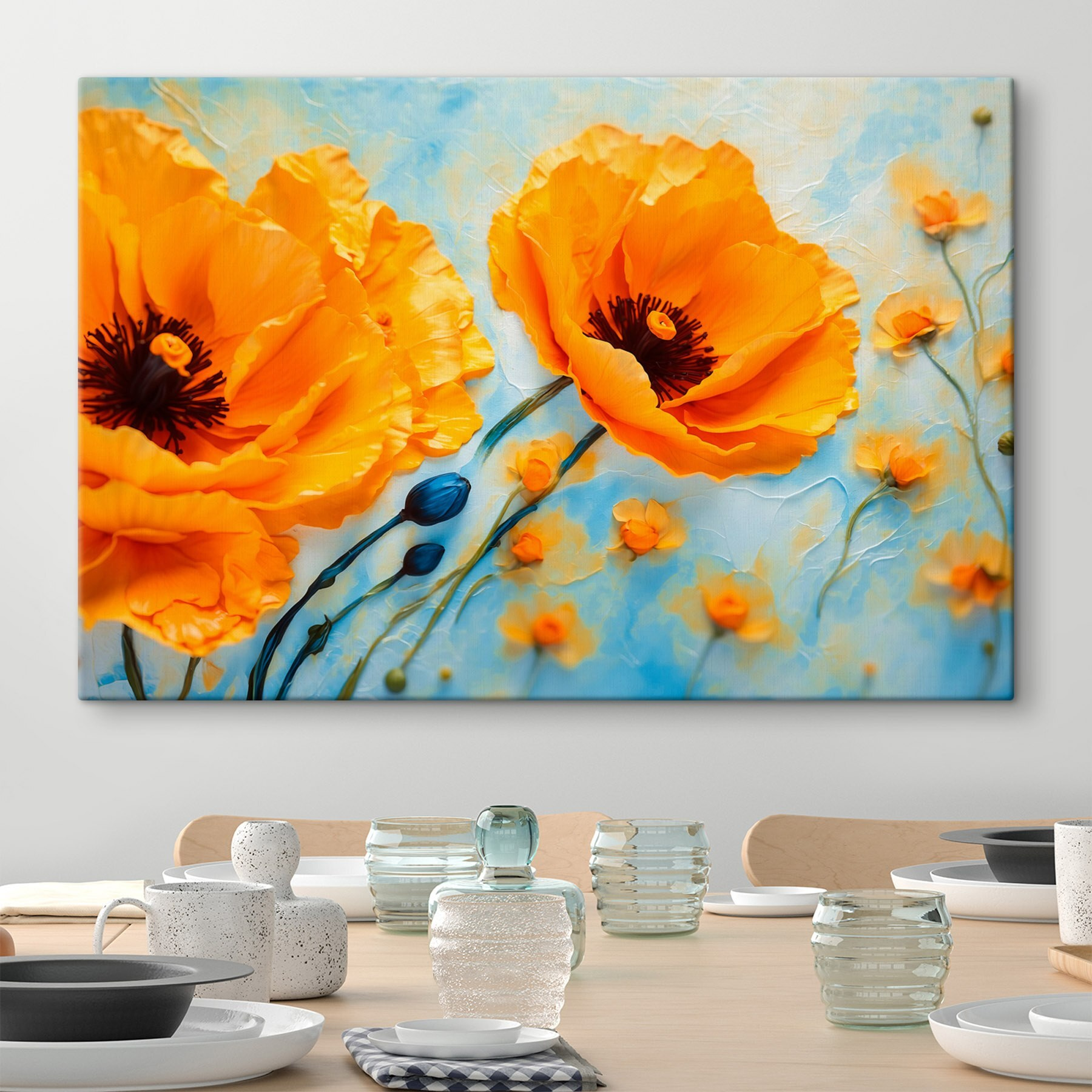 Vibrant blooms enhance serene backdrop