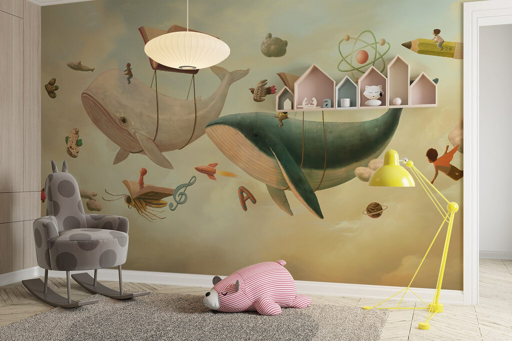 Whale and whale with books and a book on it