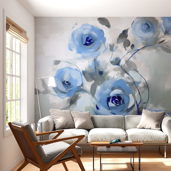 Fotomurales Fotomurales Pintura de flores azules (SKU: w03358)